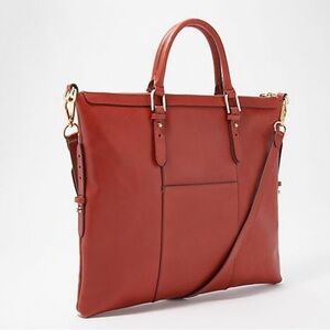 G.I.L.I. Heritage Leather Satchel Bag - Red with gold accents - Laptop - New